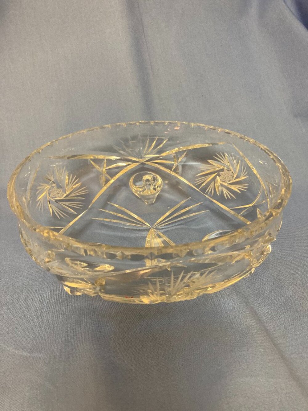 Vintage Glass Bowl Footed Pinwheel Design